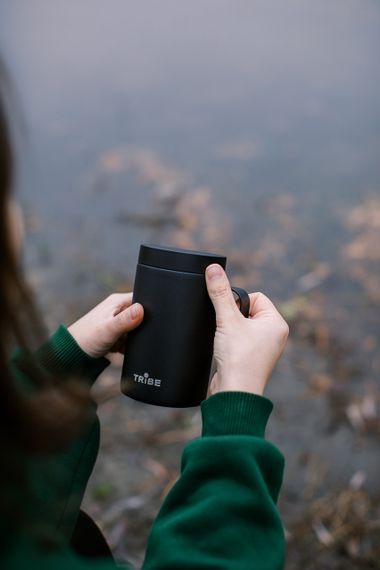 Чашка-термос Tribe Adventure Mug 450 мл, Термокружка трайб для походу, відпочинку та риболовлі, Чорний | Зображення 6