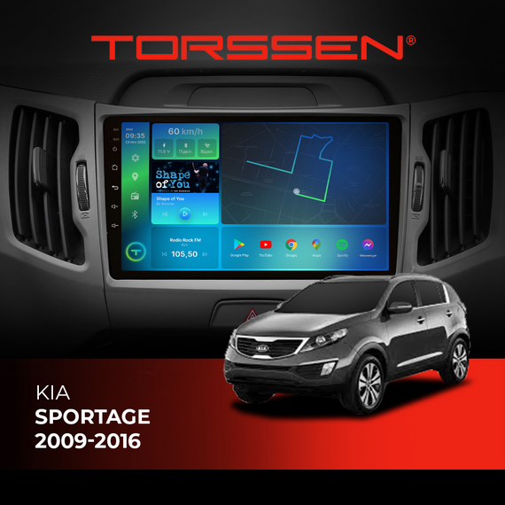 Штатная магнитола Torssen Kia Sportage 2009-2016 F98256 4G Carplay