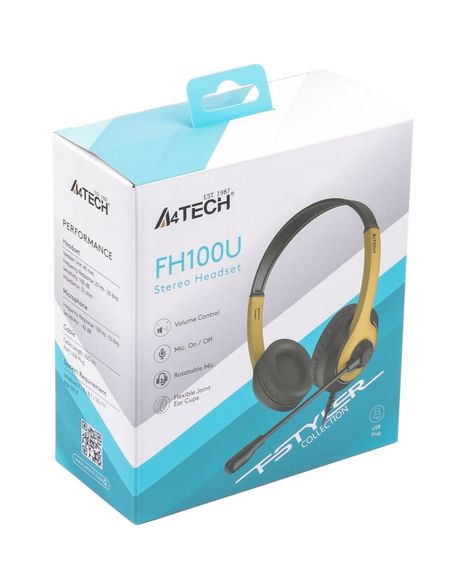 Гарнітура A4-Tech FH100U USB, колір чорний + золотий | Зображення 4