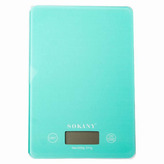 Весы для кухни Sokany до 5 кг электронные на батарейках Lugi Бирюзовый SK-19027M