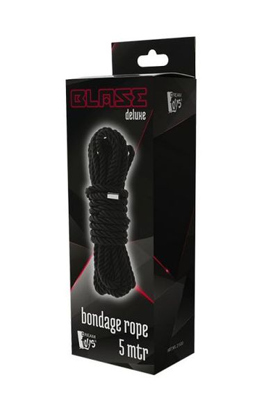 Мотузка для бондажа BLAZE DELUXE BONDAGE ROPE 5M BLACK, Черный | Зображення 1