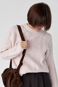 В'язаний светр у косички - пудра цвет, ONE SIZE (є розміри)