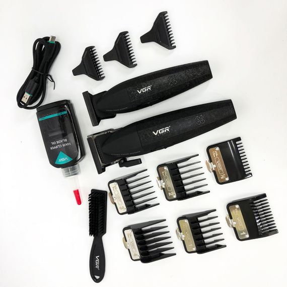 Машинка для стрижки волос без шума VGR V-640, Профессиональный триммер с набором насадок BG-67 | Зображення 2