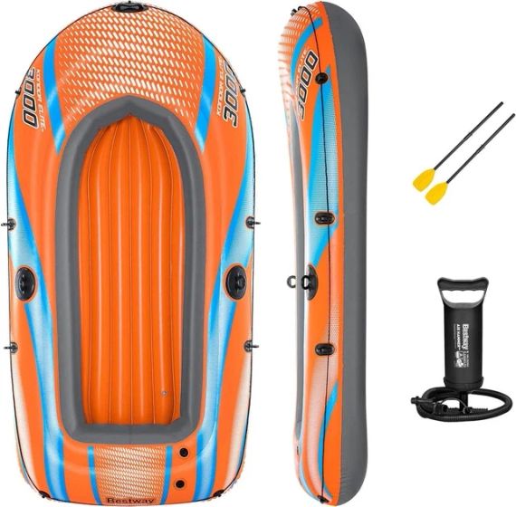 Надувная двухместная лодка с веслами и насосом 246x122 см, Bestway 61145 | Зображення 7