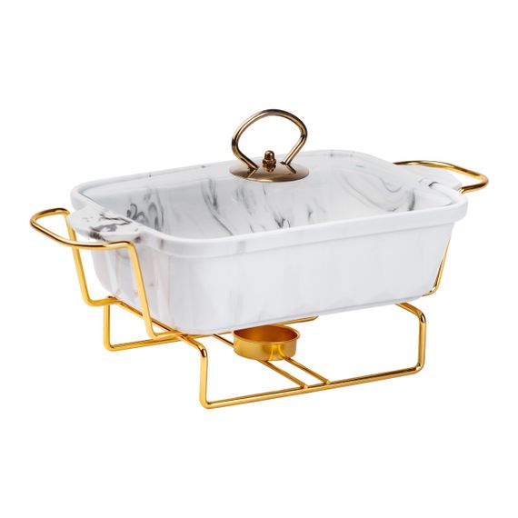 Марміт порцелянаовий на 1 літр із підігрівом на металевій підставці HP1028 | Зображення 1