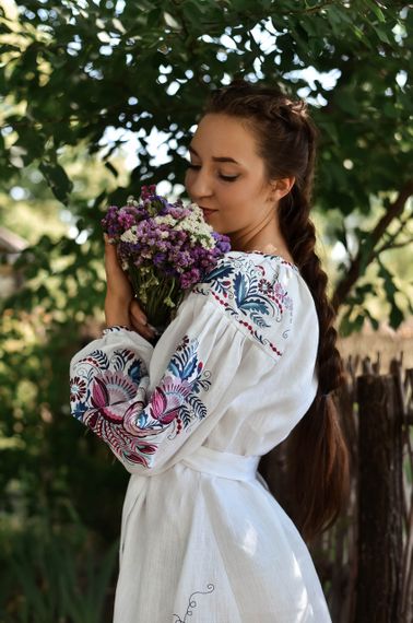 Плаття вишиванка доросле льон довге | Зображення 4