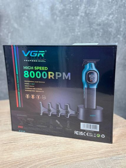 Профессиональный триммер VGR V-886T для волос бороды и усов с DLC-лезвиями Turbo-режим 8000RPM 180 минут работы Голубой 5 Вт | Зображення 5