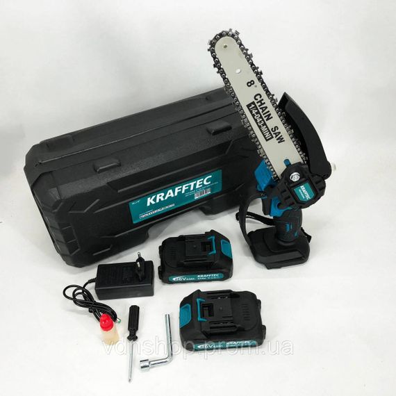 Портативна ланцюгова міні-пилка Krafftec 20 см, Міні електропила акумуляторна, Електропилка для дров GQ-13 | Зображення 4