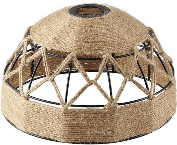 Тканий абажур ручної роботи з натуральної нейтральної джутової мотузки Освітлення в індустріальному стилі з еле | Зображення 1