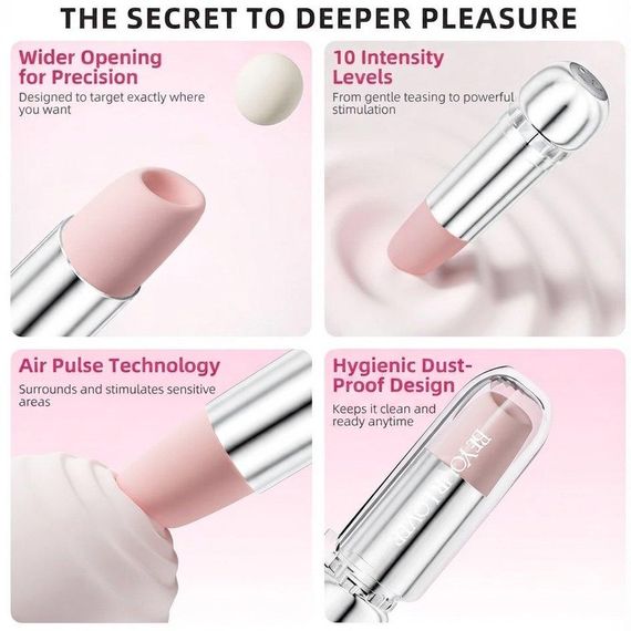 Вакуумный стимулятор в форме губной помады BeYourLover Powder Mist, розовый, 9,65 × 3,3 × 3 см Sex Aura | Зображення 2