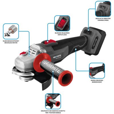 Шлифовальная машина Graphite Energy+ 18V, 125мм, 9200об/мин, 2.28кг (без АКБ и ЗУ) (58GE142) | Зображення 6