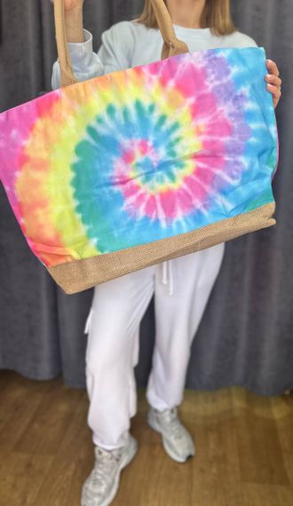 Женская большая пляжная сумка яркая одно отделение на молнии AV609 размер 50/40, разноцветная | Зображення 1