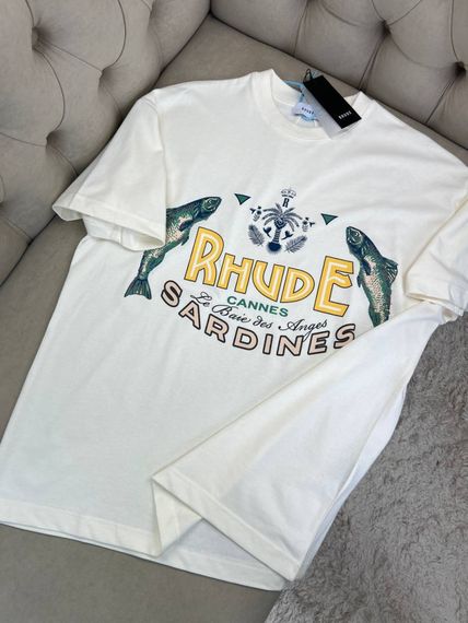 Футболка Rhude Logo Sardines чоловіча біла бавовна f724