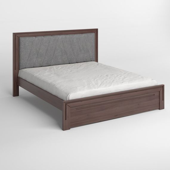 Двоспальне дерев'яне ліжко Mebigrand Торонто Т2 Горіх темний/Аляска 93 (сірий) 160х200 см (MBG-10034) | Зображення 1