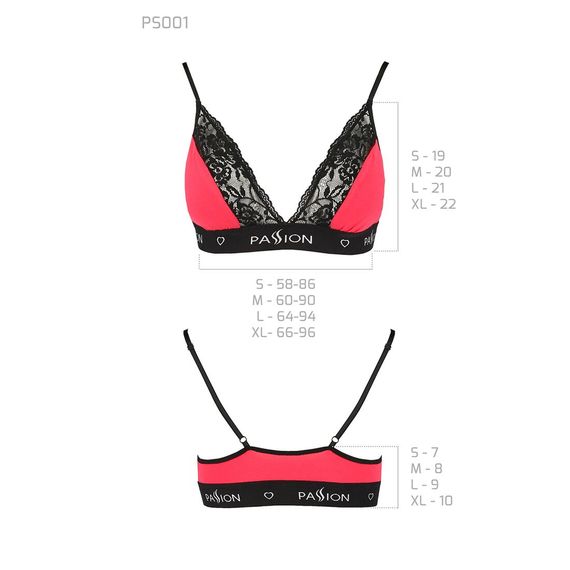Эластичный топ с кружевом Passion PS001 TOP L, red-black | Зображення 4
