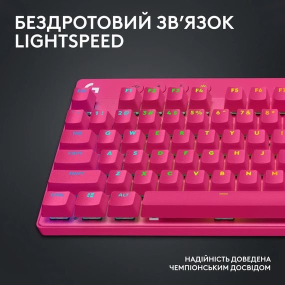 Клавіатура комп'ютерна бездротова Logitech G Pro X TKL Lightspeed Tactile Magenta L920-012159 | Зображення 1