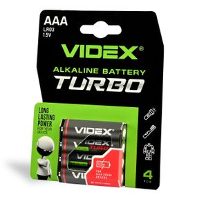 Батарейка лужна Videx LR03/AAA Turbo 4шт BLISTER