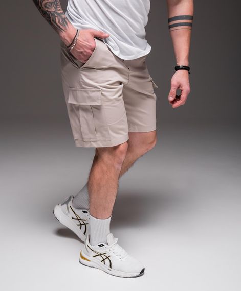 Мужские летние шорты карго с накладными карманами, под ремень RA2032, цвет бежевый, размер S | Зображення 3