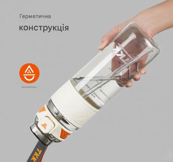 Спортивная бутылка TKK 1000 мл (1 л) - Белая Tritan BPA-free, ударопрочная эко-бутылка с антискользящим грипом | Зображення 3