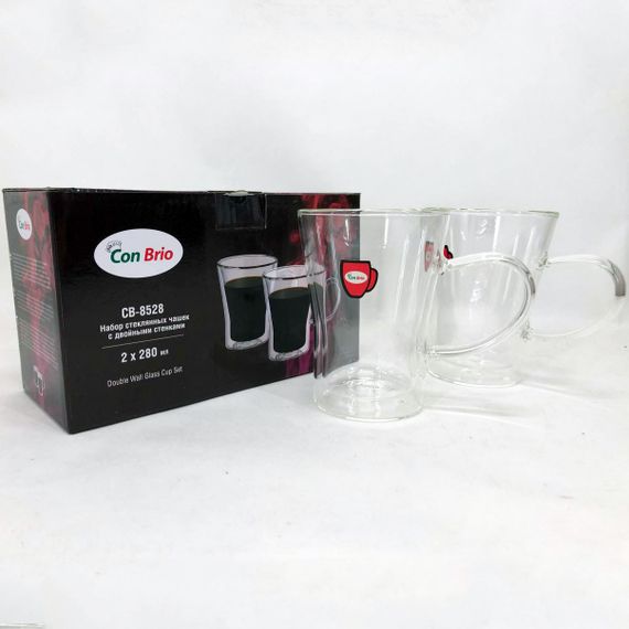 Скляна чашка з подвійними стінками Con, Чайні чашки з подвійними стінками Гуртки GM-94 | Зображення 1