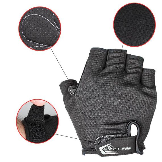 Перчатки велосипедные спортивные West Biking YP0211218 XL Black с короткими пальцами | Зображення 5