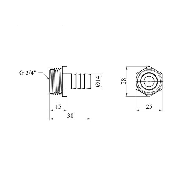 Штуцер Karro 3/4" РЗ, D=14 мм нікельований KR-821 | Зображення 1