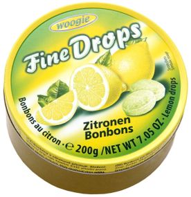 Леденцы Woogie Fine Drops со вкусом лимона и мяты в железной банке, 200 г (Австрия)