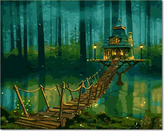 Картина по номерам "Дом на болоте" Bougimal 40×50 см, набор для рисования без рамы, акрил, творческий подарок