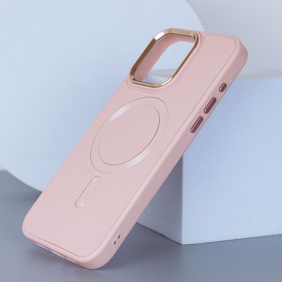 Шкіряний чохол Bonbon Leather Metal Style with MagSafe для Apple iPhone 12 Pro Max (6.7") Рожевий / Light pink | Зображення 2