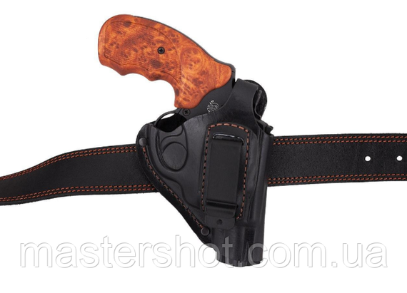 Кобура Револьвер 25 поясная  скрытого внутрибрючного ношения формованная с клипсой кожа черная MS | Зображення 3