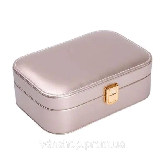 Шкатулка для украшений из эко кожи 20×14×7 см с зеркалом органайзер для ювелирных изделий HP-5-32GOLD | Зображення 2