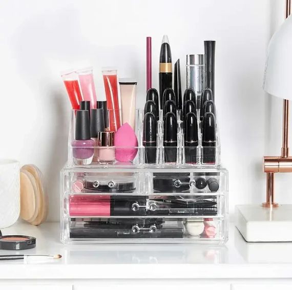УЦЕНКА! Органайзер-стойка для косметики с 4 ящичками Cosmetic Storage Box (Повреждение корпуса 3055) | Зображення 4