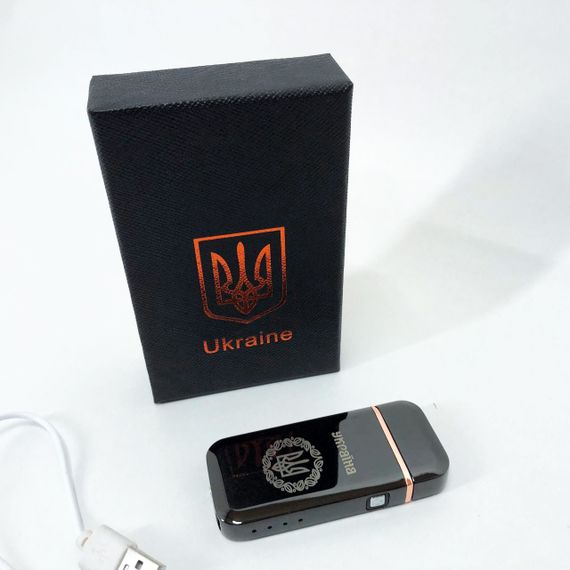 Дугова електроімпульсна запальничка USB Герб України (індикатор заряду, ліхтарик) HL-442, чорний | Зображення 4