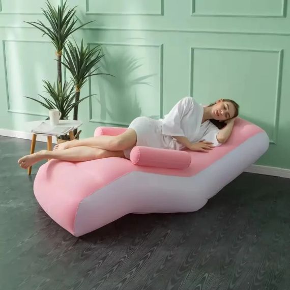 Надувний диван з підлокітниками Inflatable Sofa / Портативне складане крісло для дому, дачі, туризму та відпочинку, 140х85х80 см | Зображення 1