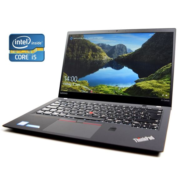 Ультрабук Lenovo ThinkPad X1 Carbon G5 / 14" (1920x1080) IPS / Intel Core i5-7200U (2 (4) ядра по 2.5 - 3.1 GHz) / 8 GB DDR3 / 256 GB SSD / Intel HD Graphics 620 / WebCam / Win 10 Pro б/у