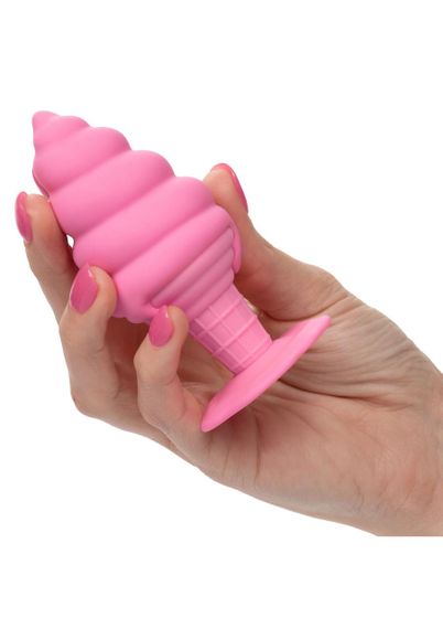 Анальна пробка у формі морозива з присоскою CalExotics Yum Bum Ice Cream Cone, рожева, 9,5 × 4,5 Sex Aura | Зображення 4
