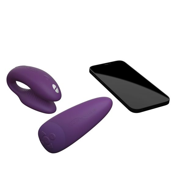 Смарт-вібратор для пар We-Vibe Chorus Purple, сенсорне керування вібраціями стисненням пульта | Зображення 3