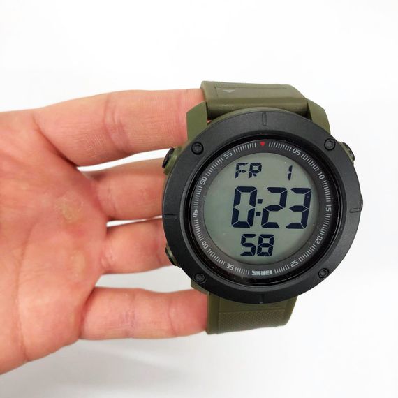 Годинник наручний чоловічий SKMEI 2122AGWT ARMY GREEN-WHITE, армійський годинник протиударний. Колір: зелений | Зображення 7