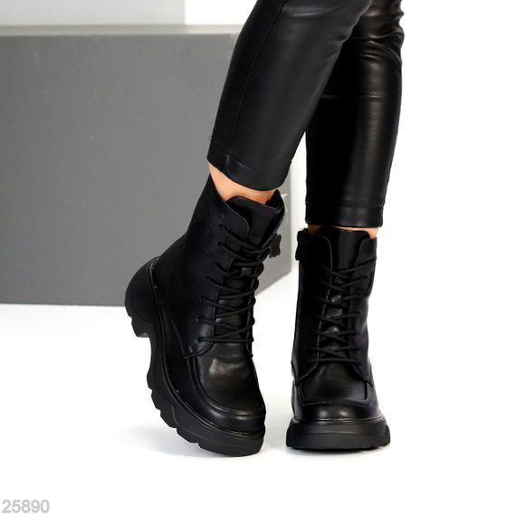 Черные зимние высокие ботинки натуральная кожа доступная цена | Зображення 1