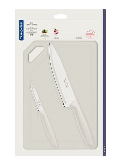 Набір ножів Tramontina Plenus light grey, 3 предмети