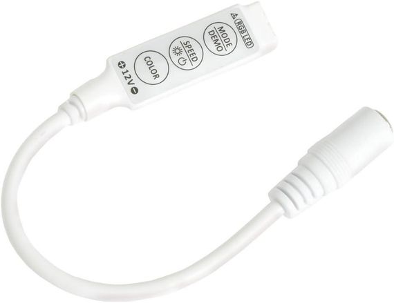 Контролер RGB Mini SvC 12A, 3х4A, 5-24V 3 кнопки, Білий, Без ПУ