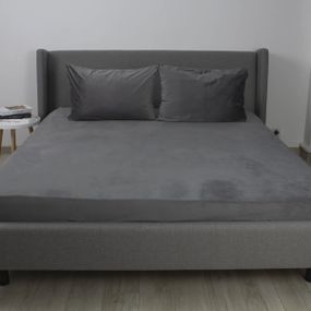 Простынь-чехол на резинке двуспальная ТЕП Velour 2-04824_34145 180х200 см серая
