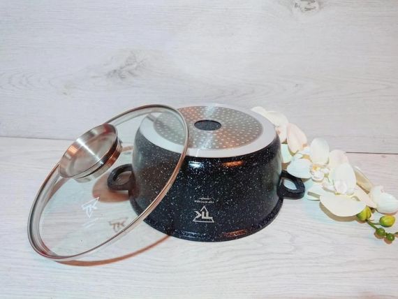 Каструля казан з мармуровим покриттям антипригарним 24х11,3см /4,51 л Top Kitchen TK00052 Чорний | Зображення 1