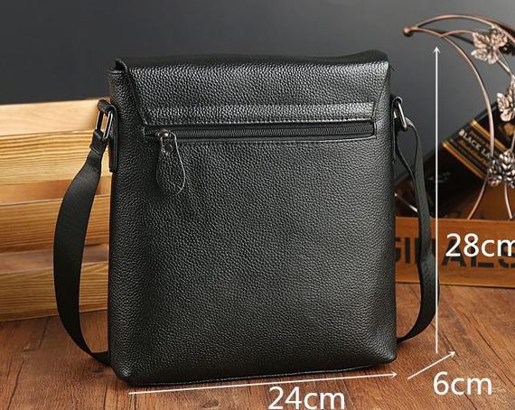Сумка-месенджер шкіряна Tiding Bag чорна | Зображення 4