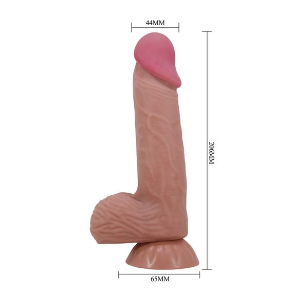 Фалоімітатор BAILE Sliding Skin 8,1'' Flesh, Bendable Suction base TPR Sex Aura | Зображення 2