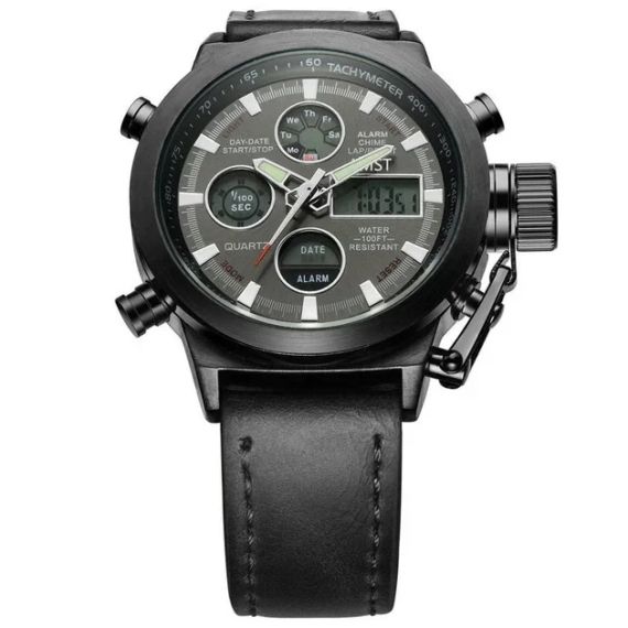 Чоловічий наручний годинник AMST Watch чорний • Стильний кварцовий годинник на руку в чорному кольорі для щоденного носіння, | Зображення 2