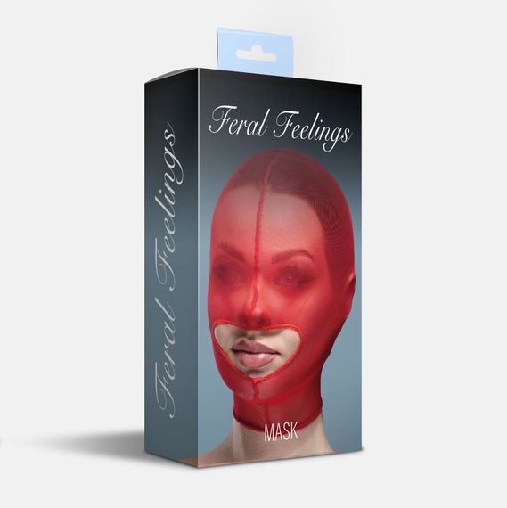 Маска сетка с открытым ртом Feral Feelings - Hood Mask Red | Зображення 1
