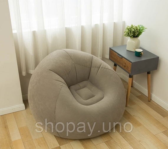 Надувное кресло-пуф Inflatable Sofa / Надувное кресло-мешок 110×110×85 см Бежевый | Зображення 3