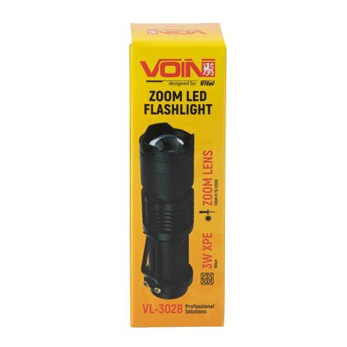 Ліхтарик ручний VOIN VL-3028, LED XPE, 100Lm, зум, алюміній, 1хАА (не в комплекті) | Зображення 2
