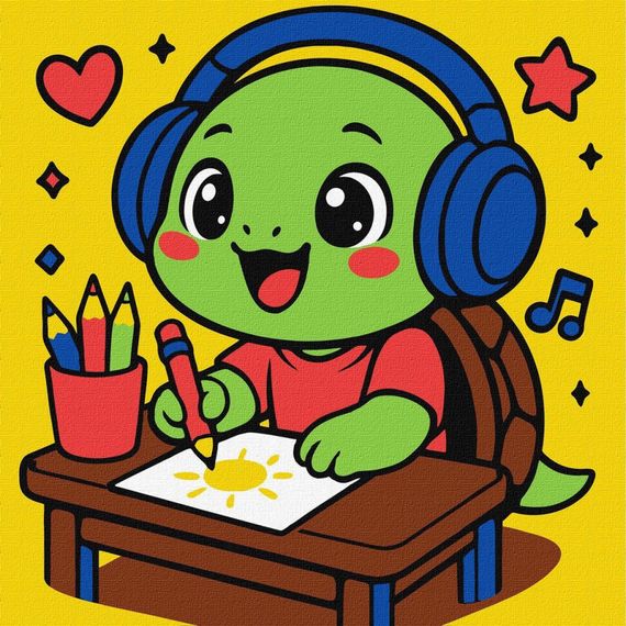 Картина по номерам "Черепашка рисует" ©art_selena_ua KHO1297, 25х25 см